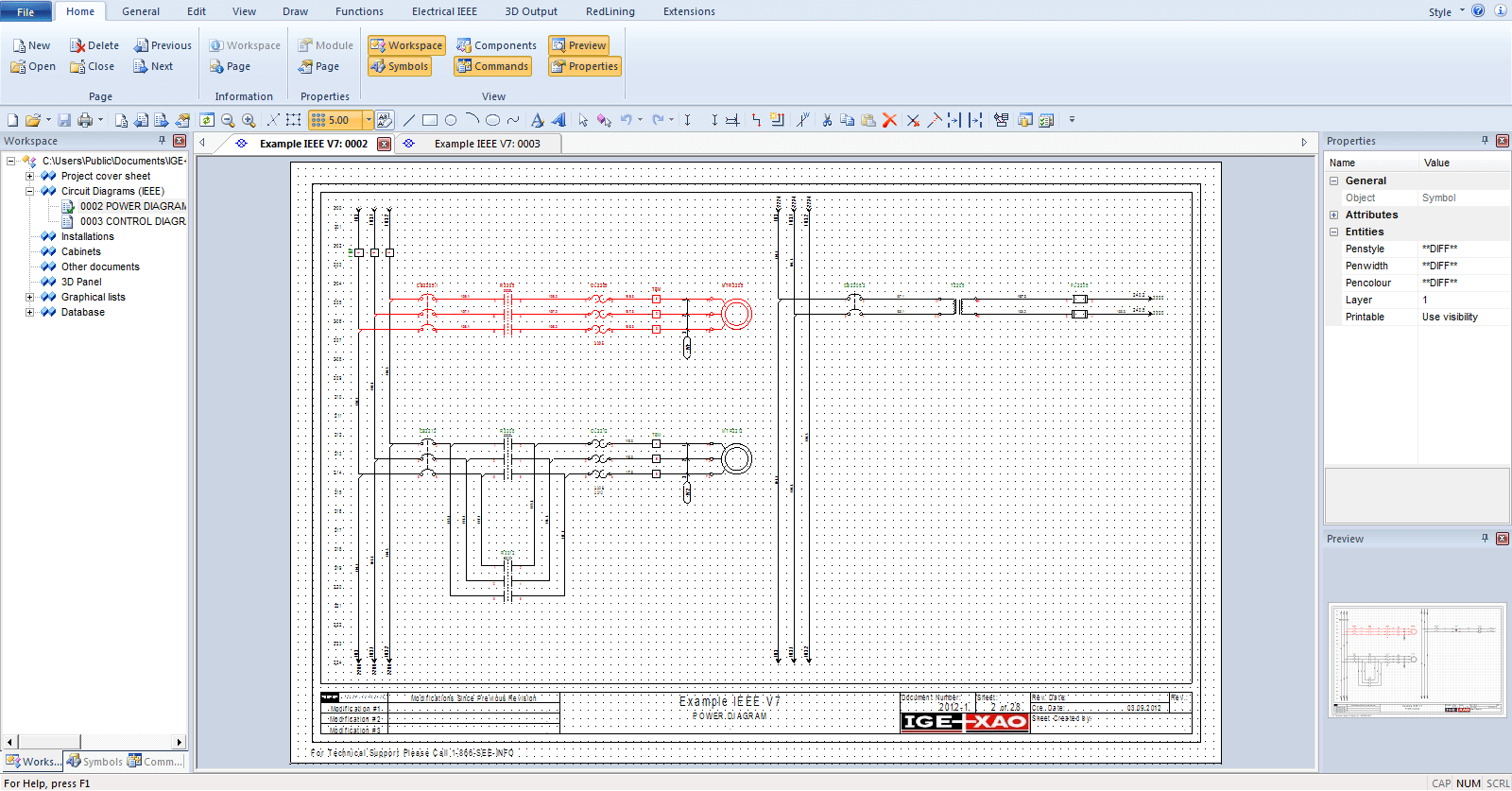 Screenshot of an electrical design software