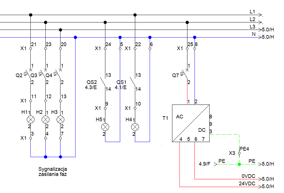 Rysunek elektryczny wykonany w SEE Electrical V8 nr 1